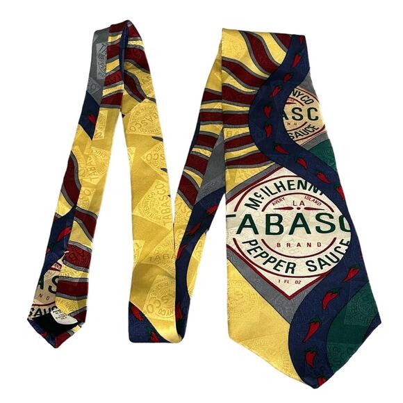 Tabasco Pepper Sauce 100% Silk Men's Tie Made in the USA Hot Sauce Tie Vintage - Picture 1 of 6